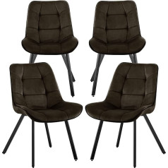 Trisens Velvet Chairs, Fabric Chairs, Upholstered Chairs, Dining Room Chairs, Kitchen Chairs Made of Velvet Metal Legs, Colour: Brown, Quantity: 4 Pieces