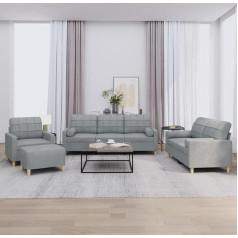 Zeyuan 3201266 4-Piece Sofa Set with Cushions Light Grey Fabric Sofa with Relaxation Function Couch Set Living Room Sofa Couch Sofa Set