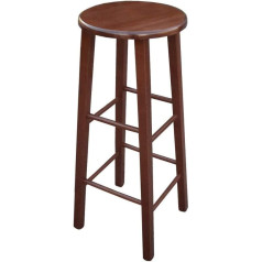 Okaffarefatto Maddaloni Terra Masello Wooden Chair with Round Seat Made of Walnut Wood Dark Height 80 cm with Ritte Legs Wood Trestle Style