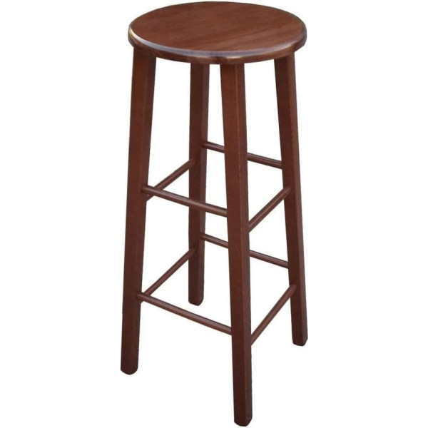 Okaffarefatto Maddaloni Terra Masello Wooden Chair with Round Seat Made of Walnut Wood Dark Height 80 cm with Ritte Legs Wood Trestle Style