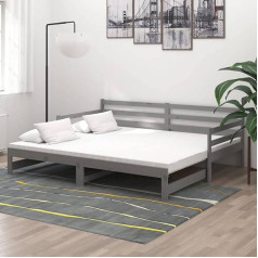 Homgoday Extendable Day Bed Sofa Bed Sofa Bed Day Bed Couch Bed Couch Guest Bed Wooden Bed for Living Room 2 x (90 x 200) cm Grey Solid Pine Wood