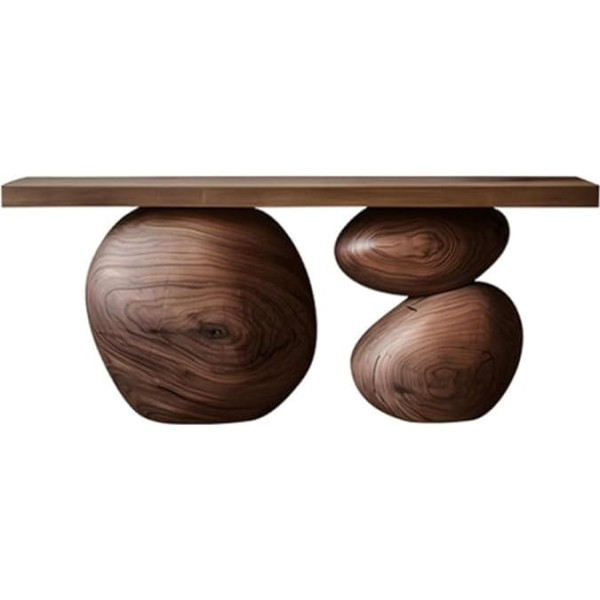 ‎Generisch Wooden Console Table with Round Base for Living Room and Hallway 120cm Narrow Sofa Table for Entrance Cabinet