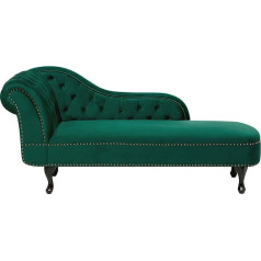 Beliani Vintage Stylish Left Hand Chaise Longue Velvet Fabric Chesterfield Green Nimes