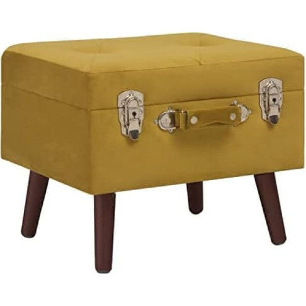 Vidaxl Stool with Storage Space, Ottoman Seat Chest, Mustard Yellow, 40 cm, Velvet