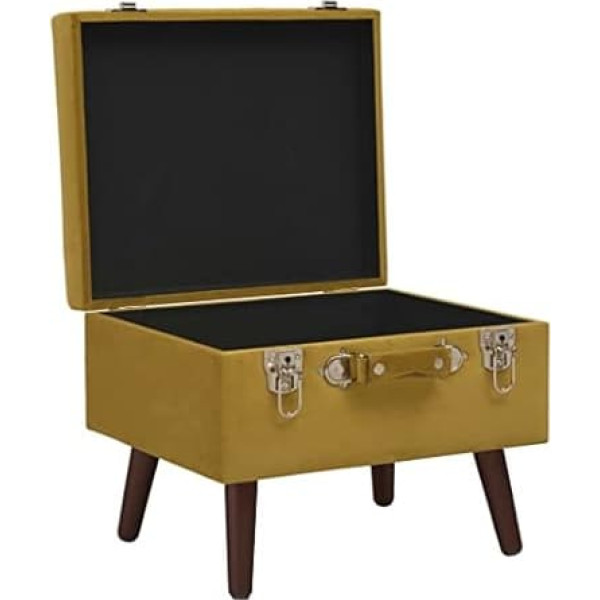 Vidaxl Stool with Storage Space, Ottoman Seat Chest, Mustard Yellow, 40 cm, Velvet
