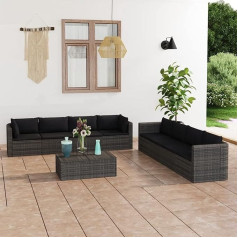 Homgoday 9 Piece Grey Poly Rattan Garden Furniture Set with Cushions Sofa Bed Living Room Sofa Modern Sofa Set 4 Corner Sofas + 4 Centerpieces + 2 Table Grey