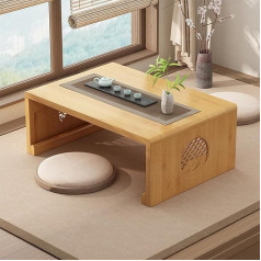Japanese Folding Floor Table, Bamboo Coffee Table, Folding Tea Table, Low Table, Portable Folding Tatami Table, Kotatsu Table for Living Room, Dining Room, Home Decoration (24 x 16