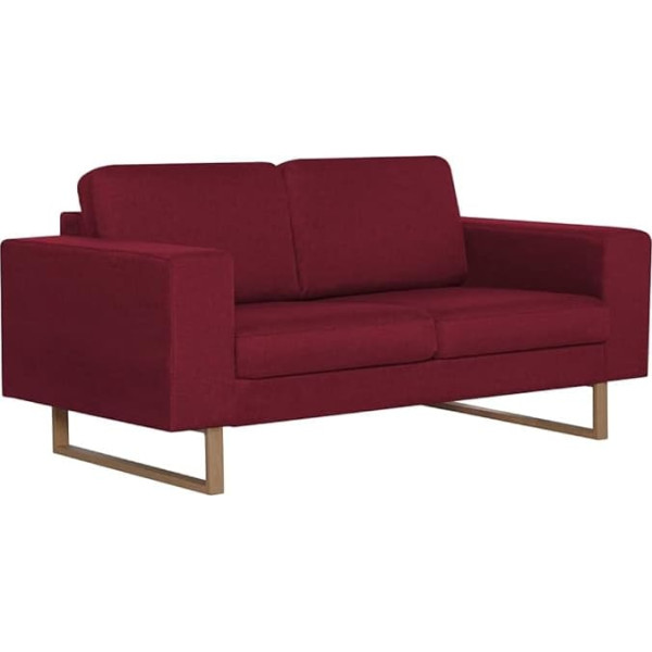 Vidaxl Sofa 2 Seater with Back Cushion Seat Cushion Two-Seater Lounge Sofa Upholstered Sofa Lounge Fabric Sofa Seating Furniture Living Room Fabric Wooden Frame Wine Red