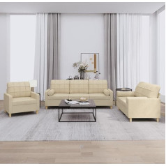 Lapooh 3201260 3-Piece Sofa Set with Cushion Cream Fabric, Sofa with Relaxation Function, Couch Set, Living Room Sofa, Couch, Sofa Set