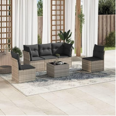 Homgoday Gartensofa-Set 6-teilig mit Kissen hellgrau Polyrattan, Möbel Set Schlafsofa, Wohnzimmer, Couch, Set Sofa für den Außenbereich für den Garten, Outdoor Typ3217362