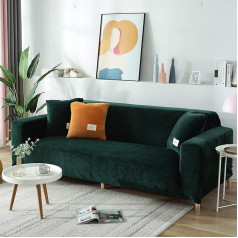 ‎Topchances Topchances Velvet Armchair Covers, 1 Seater Soft High Stretch Non-Slip Sofa Slipcovers Armchair Cover Furniture Protector with 1 Pillow Case for Living Room (Dark Green, 1 Seater for 90-130cm)