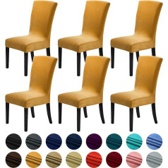 ‎Howhic Howhic Samt-Stuhlhussen für Esszimmer, dehnbar, Esszimmerstuhlhussen, waschbar, Küchenstuhlhussen, klassische Dekoration für Zuhause und Bankett, 6 Stück (Gold, 6 Stück)