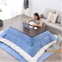Kotatsu Table with Heater and Blanket, Japanese Kotatsu Table with Futon Carpet Heater, 4pcs/set, Kotatsu Table with Futon Carpet Heater (Color : Brown-B, Size : 120x80x45cm) (Blue a