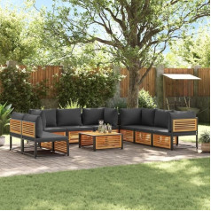 Homgoday Garden Sofa Set 9 Pieces with Solid Acacia Wood Cushions, Furniture Set Sofa Bed, Living Room, Couch Set for Outdoor Use, Garden Furniture Type 3214892