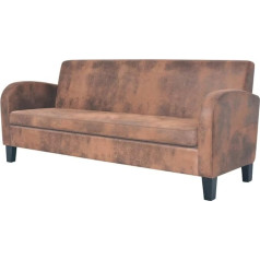 Willood Sofa 3 Seater Faux Leather Design Couch Upholstered Sofa Suede Look Brown