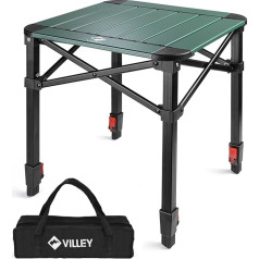 VILLEY Aluminium Folding Table with Carry Bag, Folding Camping Table Made of Aluminium, Foldable Balcony Table, Garden Table for Picnic, Camping and Outdoor Beach, 40 x 40 x 53 cm