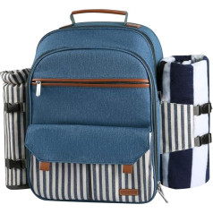 Sunflora Picnic Rucksack for 4 People - Picnic Set with Insulated Cooling Compartment and Blanket - for Camping and Outdoor Use