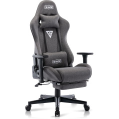 S*MAX Gaming Chair Fabric Gaming Chair Grey with Footrest Thickened Seat Gamer Chair 3D Armrest Video Game Chairs with High Backrest Ergonomic Gaming Chair for Adults