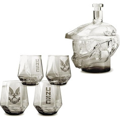 Halo Infinite Master Chief Glass Decanter and 4 UNSC Tumblers Set