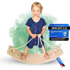 kybbel® Montessori Children's Balance Board [83 x 30 cm] - High-Quality Beech Wood Balance Board - Wobbel Board with Finger Protection, Anti-Break Edge, Retaining Rope, Engraved Non-Slip Field, Felt