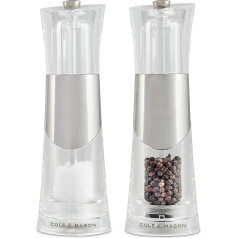 Cole & Mason H57273P Precision Bobbi Acrylic and Chrome Salt and Pepper Mill, Transparent