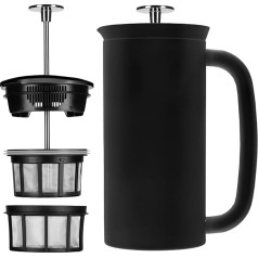 ESPRO P7 French Press - Double Walled Insulated Stainless Steel Coffee and Tea Maker with Micro Filter - Keeps Drinks Hotter Longer Perfect for Home Use (Matte Black, 18oz)