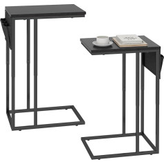 Livofloral Pack of 2 Side Tables C Shape, Living Room Table with Metal Frame, Coffee Table for Living Room, Coffee Table for Small Spaces, 2 Sofa Table for Coffee and Laptop, 40 x 30 x 64 cm, Black