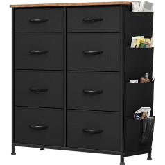 YITAHOME Chest of Drawers, 8 Fabric Drawers with Handles, Storage Cabinet with Hooks, Drawer Cabinet with Side Pockets, Cupboard, Metal Frame, Fabric Chest of Drawers for Bedroom, Living Room,