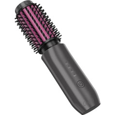 Leeko Kabellose beheizte Lockenbürste, 3 in 1 Heiße Haarbürste 40mm, tragbarer beheizter Lockenstab und Glättungsbürste mit 4 Temperaturen, 7000 mAh USB wiederaufladbarer kabelloser Lockenstab Rosa