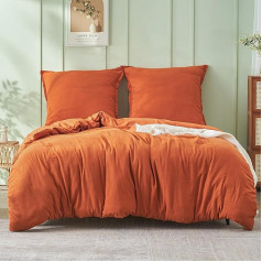 Simple&Opulence Muslin Bed Linen 135 x 200 cm Cotton, Bedding Sets Extra Soft and Breathable, Oeko-Tex Duvet Cover with Zip and 2 Pillowcases 80 x 80 cm, Burnt Orange