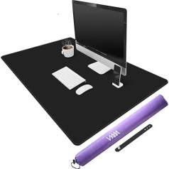 VYAAA Leather Desk Mat, 100 x 60 cm Table Mat, Multifunctional Laptop Mouse Mat, Desk Mat for Office and Home (Black)