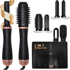 Kocusu Hair Styler 6 in 1, Airstyler with Warm Air Brush, 1000 W Adjustable Hair Styler with Round Brush Hairdryer, Volume Blow Dryer Brush, Thermal Brush, Curling Iron Automatic, Straightening Brush