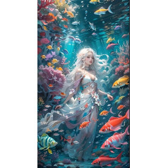 5D Diamond Painting Set for Adults, Diamond Painting Pictures Mermaid, DIY Painting by Numbers Beginners Diamond Accessory Kits, Christmas Cross Embroidery Arts Craft for Home Decoration, 30 x 60 cm,