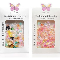 Nail Art Decoration, Pack of 100 Multi Shapes Heart Bowknot Pearls Nail Decorations, Nail Gems for Manicure DIY Crafts Jewellery Accessories (Mix + Rose)