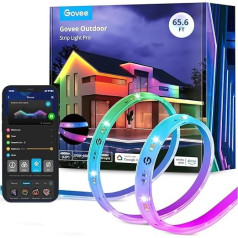 Govee Outdoor LED Strip 20 m, RGBIC Pro with Warm White and Cool White, IP65 Waterproof LED Strip with Alexa, DIY Multicoloured for Roof, Balcony, Garden