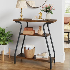 FAVOOSTY Console Table, Entrance Table with 3 Shelves, Wooden Side Table, 80 x 30 x 81 cm, Hallway Table for Living Room, Entrance, Corridor, Bedroom