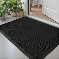DEXI Outdoor Doormat 80 x 120 cm, Non-Slip Dirt Trapper Mat, Absorbent Door Mat Outdoor, Robust, Waterproof Door Mat for Indoor, Entrance, Front Door & Hallway, Black