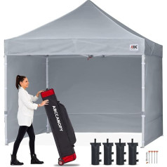 ABCCANOPY Pop-Up Gazebo Festival Sun Protection with 4 Side Panels 2.5 x 2.5 m Commercial Series, Grey