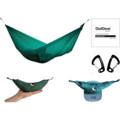 Ticket to the Moon Ultralight Fair Trade & Handmade Lightest Hammock Green Forest for Travel, Camping and Daily Life, 3.2 x 1.4 m, 228 g, Silk Parachute, Installation < 1 min