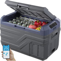 VEVOR Car Refrigerator, Cool Box, Portable 30L Single Zone Freezer with Built-in Light, -20°C to 20°C, 12/24V DC and 100-240V AC Compressor Cooler for Outdoor, Camping, RV