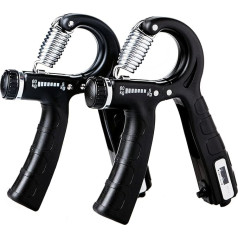 steelway Grip Strength Trainer Set, 2 Pieces, Hand Grip Strengthener, Adjustable Resistance, 10-130 lbs, Forearm Trainer with Counter Hand Trainer, Portable Forearm Training Equipment, Black