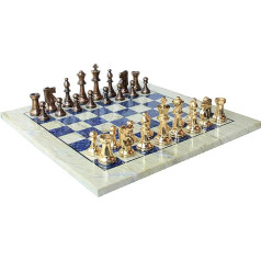 38,1 cm X 15? Collectible Chess Game Board Set Made mit australischem Marmor, lapiz Lazuli + Messing Stück (Lieferung < 7 Tage)