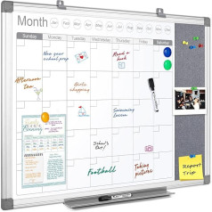 Swansea Wall Felt Planner Magnetic Whiteboard Calendar with 3 Magnets + 6 Pins 60x45cm