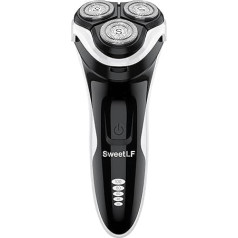 SweetLF Wet & Dry Electric Shaver for Men with 3 Extra Blades IPX7 Waterproof Pearl White