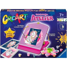 Ravensburger CreArt My Fantastic Atelier Painting by Numbers Painting Set for Kids, Educational Game 7+ Years, Unicorns Theme with Adjustable Easel, 18 x 24 cm