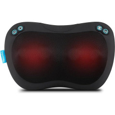HoMedics Everybody Shiatsu Massage Pillow with Heat - Deep Tissue Massager for Neck, Shoulders and Back with 4 Rotating Heads, 2 Directions & Heat Function