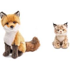 Uni-Toys - Classic Red Fox - 27 cm (Height) - Plush Fox, Forest Animal - Plush Toy, Cuddly Toy & - Lynx Cub, Sitting - 22 cm (Height) - Plush Cat - Plush Toy, Cuddly Toy