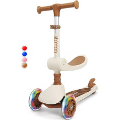 Stompa Roller Kinder 2 Jahre Scooter 2 in 1 Kinderroller ab 2 Jahre bis zu 50 kg mit Klappbar Sitz &LED Räder, Höhenverstellbarer, Faltbar Tretroller Dreirad Roller für Kleinkinder Jungen Mädchen