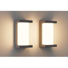 Klighten Pack of 2 LED Outdoor Wall Lights, 3000 K, IP65 Wall Light, Aluminium Outdoor Wall Lights, Outdoor Lights, House Wall for Indoor and Outdoor Use, Suitable for Home, Garden, Patio, etc.,