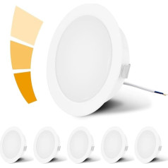 LED Recessed Furniture Light Dimmable 230 V 4 W 4000 K Neutral White G4 LED 300LM Light Bulb Furniture Recessed Spotlight, Drill Hole 55-58 mm and 20 mm Flat, Brushed Stainless Steel White Set of 6